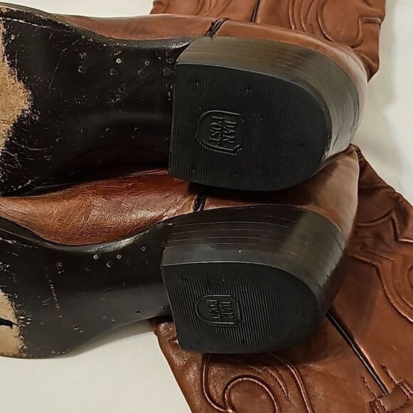 - Vintage DAN POST Men's Western Brown Bexar Rust Saddle Snip Toe Cowboy B… - Picture 10 of 13